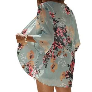 2 for 1. Different Floral Lightweight Chiffon Kimono Short Sleeve Loose Cover Up